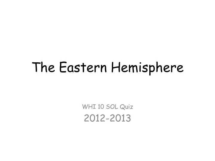 the eastern hemisphere