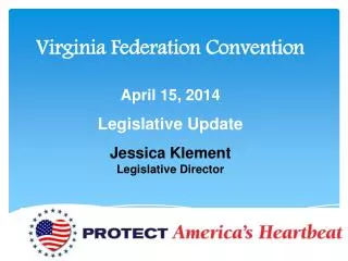 Virginia Federation Convention April 15, 2014 Legislative Update Jessica Klement