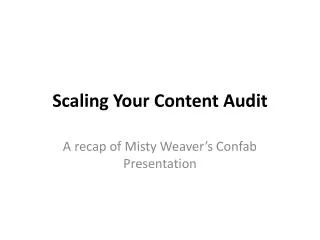 Scaling Your Content Audit