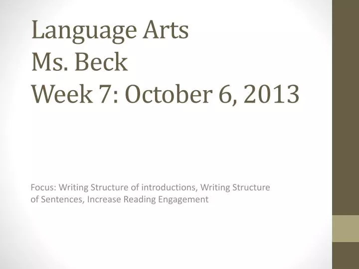 language arts ms beck week 7 october 6 2013