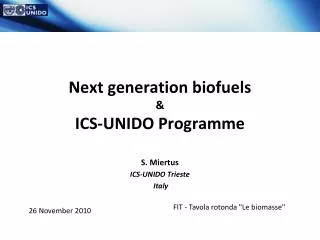 Next generation biofuels &amp; ICS-UNIDO Programme