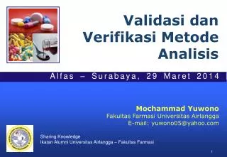 Validasi dan Verifikasi Metode Analisis