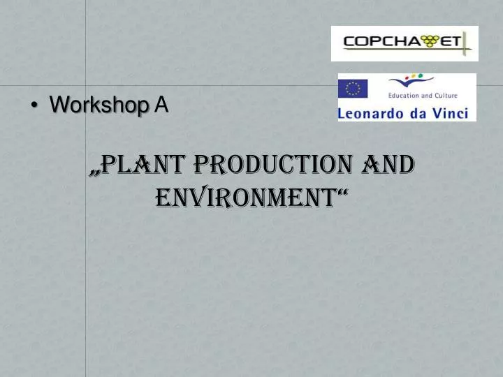 plant production and environment