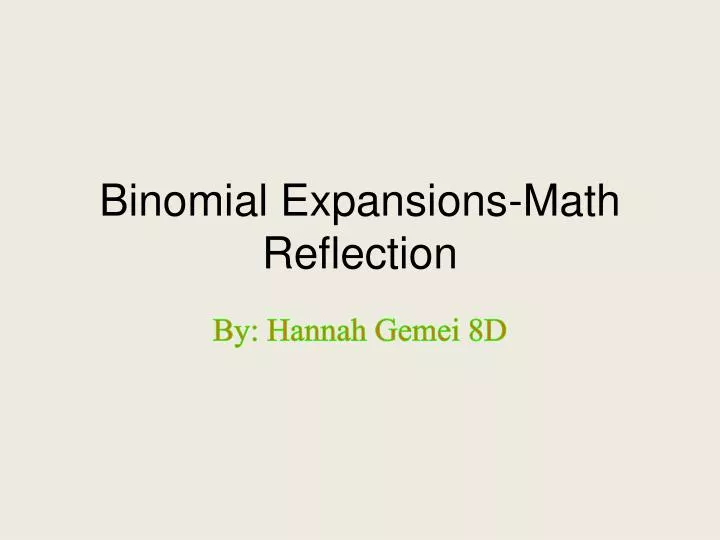 binomial expansions math reflection