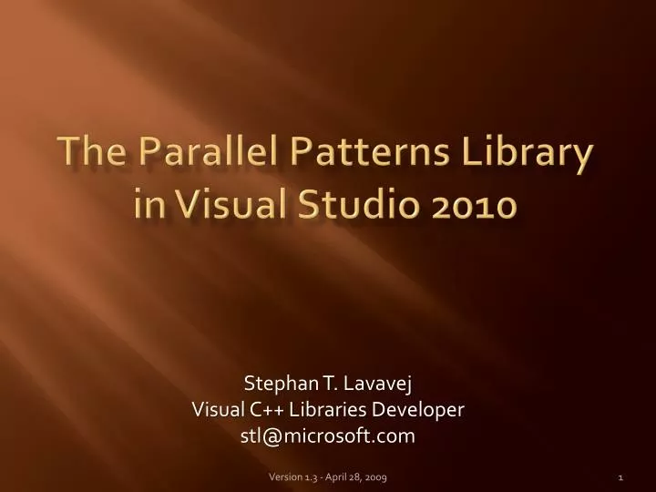 the parallel patterns library in visual studio 2010