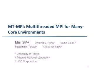 MT-MPI: Multithreaded MPI for Many-Core Environments