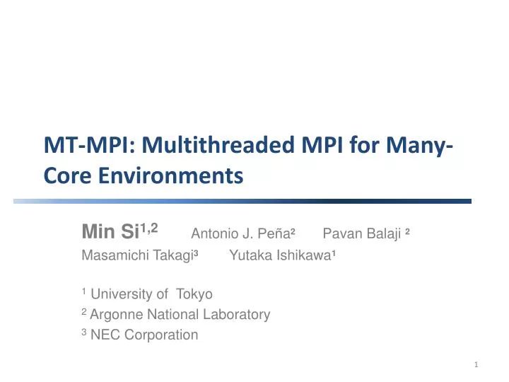 mt mpi multithreaded mpi for many core environments