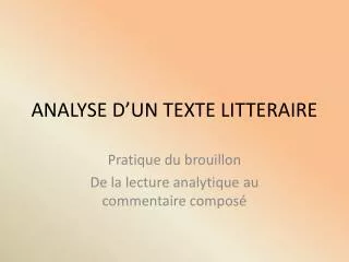 analyse d un texte litteraire