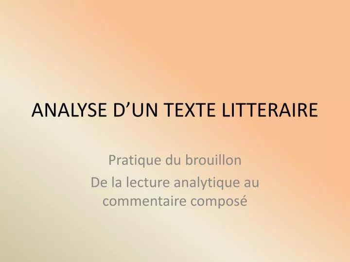 analyse d un texte litteraire