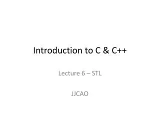 Introduction to C &amp; C++