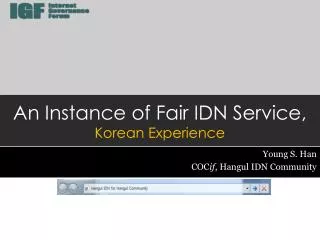 An Instance of Fair IDN Service, Korean Experience