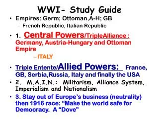 WWI- Study Guide