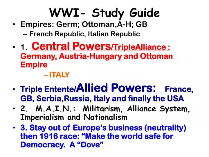 wwi study guide