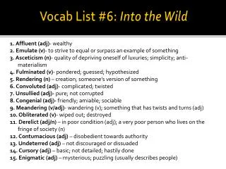 Vocab List #6: Into the Wild