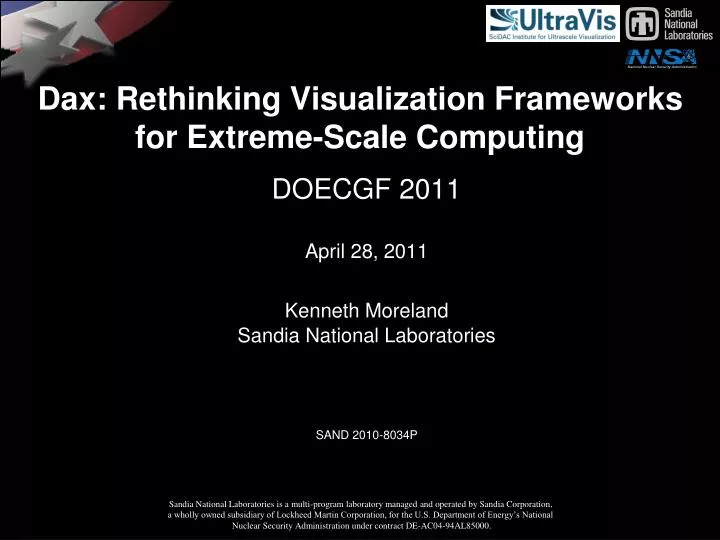 dax rethinking visualization frameworks for extreme scale computing