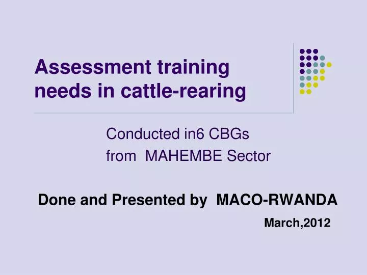 assessment training needs in cattle rearing