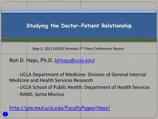 Studying the Doctor-Patient Relationship