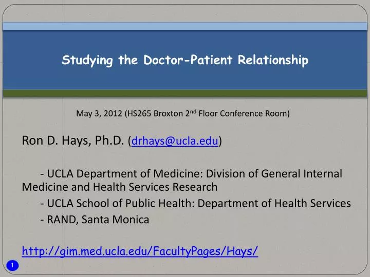 studying the doctor patient relationship