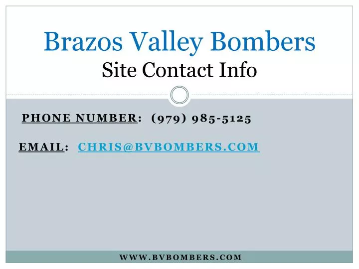 brazos valley bombers site contact info