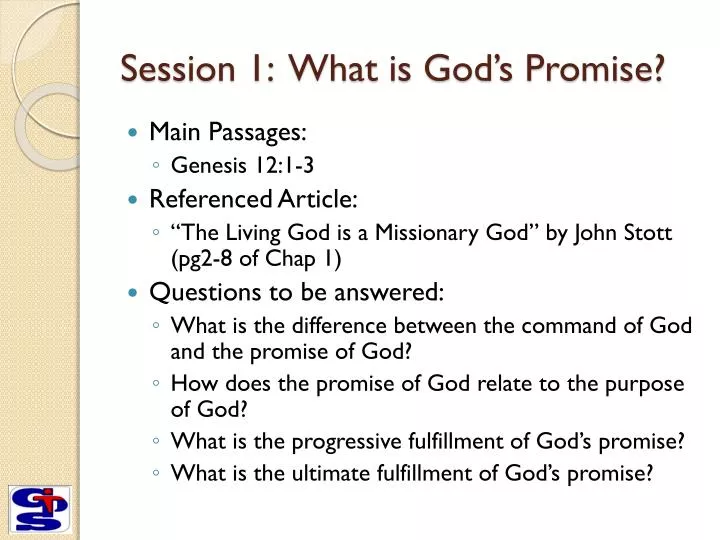 session 1 what is god s promise