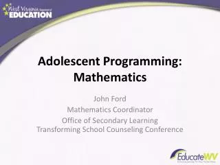 Adolescent Programming: Mathematics