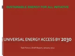 Universal Energy Access by 2030