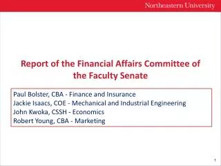 Report of the Financial Affairs Committee of the Faculty Senate