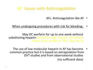 AF: Issues with Anticoagulation