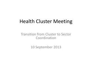 Health Cluster Meeting