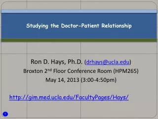 Studying the Doctor-Patient Relationship