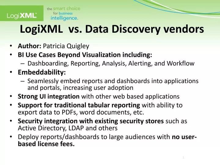 logixml vs data discovery vendors