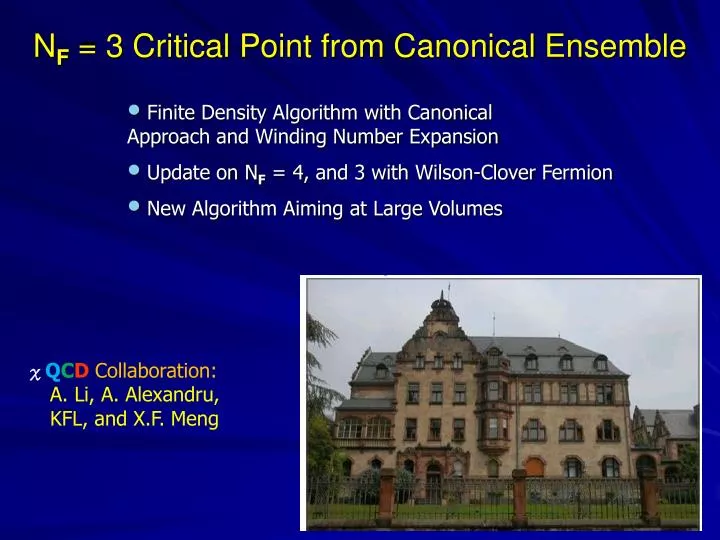 n f 3 critical point from canonical ensemble
