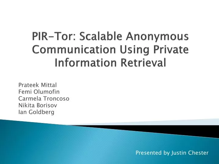 pir tor scalable anonymous communication using private information retrieval