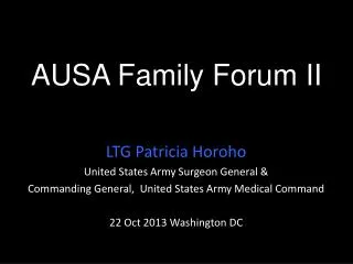 AUSA Family Forum II