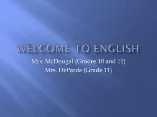 Welcome to English