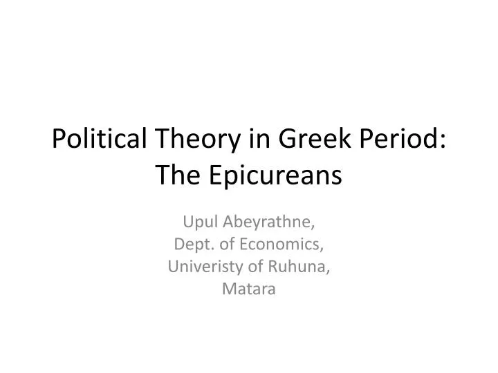 political theory in greek period the epicureans