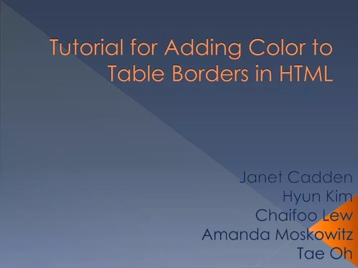 tutorial for adding color to table borders in html