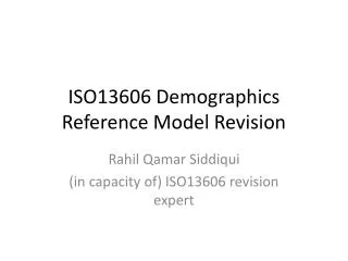 ISO13606 Demographics Reference Model Revision