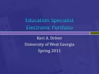 Education Specialist Electronic Portfolio