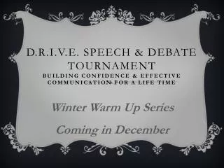 Winter Warm Up Series Coming in December
