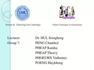 Institut de Tehnologie du Cambodge Génie Chimique et Alimentaire