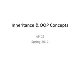 Inheritance &amp; OOP Concepts