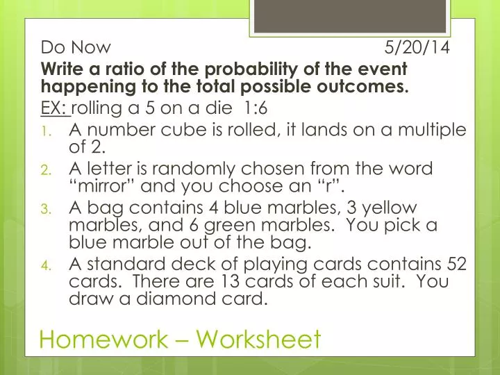 homework worksheet