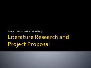 Literature Research and Project Proposal