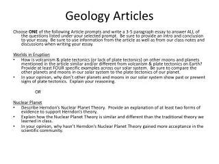 Geology Articles