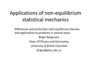 Applications of non-equilibrium statistical mechanics