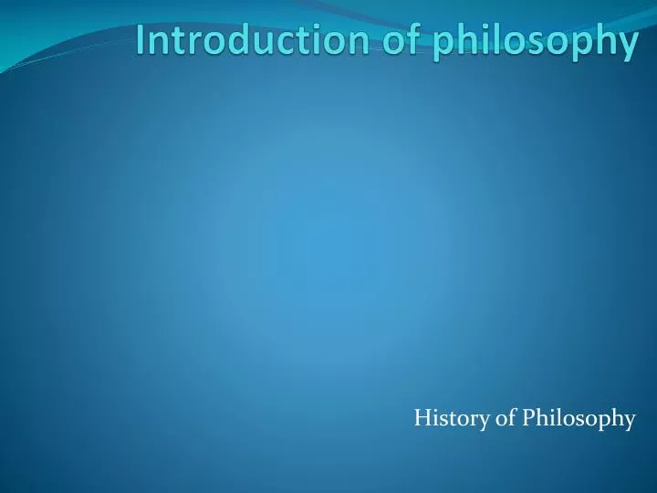 introduction of philosophy