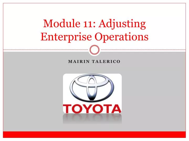 module 11 adjusting enterprise operations