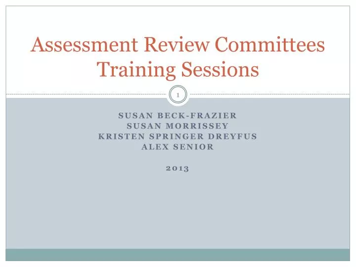 assessment review committees training sessions