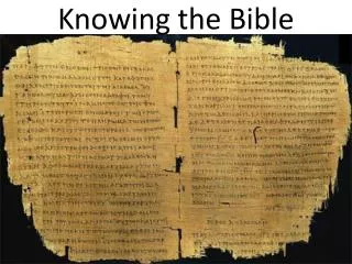 Knowing the Bible